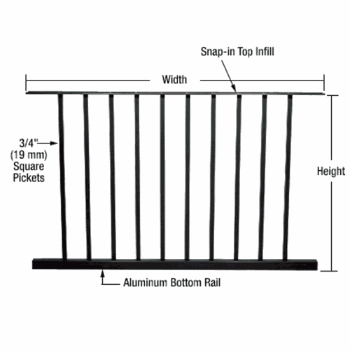 CRL P4842BL Matte Black Picket Panel 48