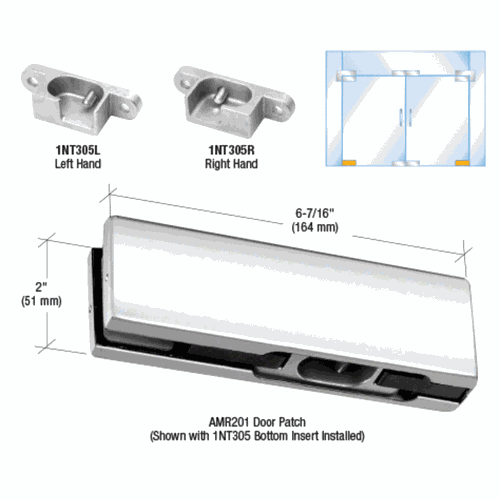 CRL PH11ELPS Polished Stainless Left-Hand European Bottom Door Patch Fitting