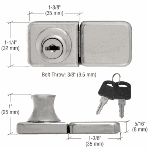CRL UV417BNKA Brushed Nickel UV Bond Classic Glass Door Lock Keeper - Keyed Alike