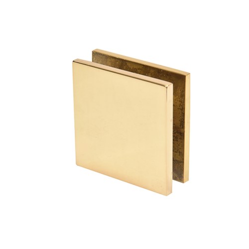 CRL SCU4BR Polished Brass Square Fixed Panel U-Clamp for Glass