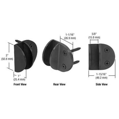 CRL MFCW14MBL Matte Black Round Wall Mount Mall Front Clamp