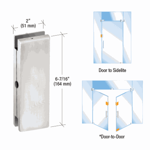 CRL AMR206BS Brushed Stainless AMR Series Sidelite/Glass Door Keeper
