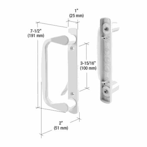 CRL C1178 White Low Profile Mortise Handle, 3-15/16