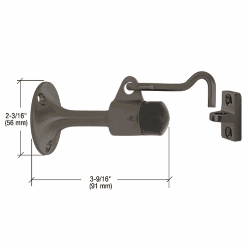 CRL DL2531DU Dark Bronze Heavy-Duty Wall-Mounted Door Stop with Hook and Holder