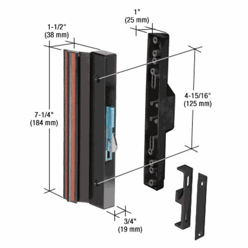 CRL C1125 Black Hook-Style Surface Mount Handle with 4-15/16