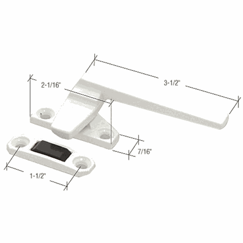CRL H3821 White Right-Hand Casement Window Lock Handle, 1-1/2