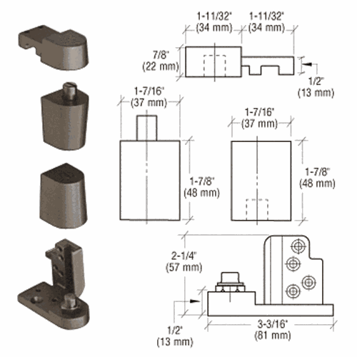 CRL 0P70LHDU Dark Bronze Left-Hand 0P70 Series Pivot Set