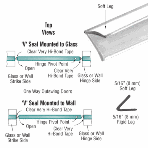 CRL SDTS Translucent Vinyl 'V' Seal for 1/4