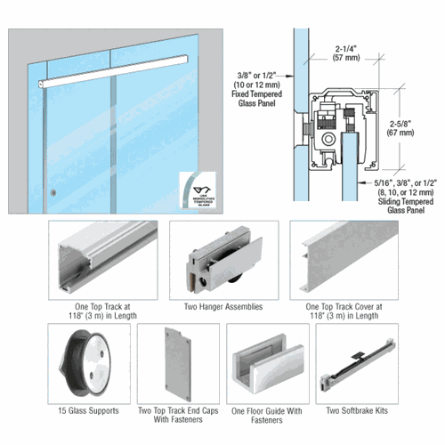 CRL 28510G 285 Series Satin Anodized Single Slider Kit for 5/16