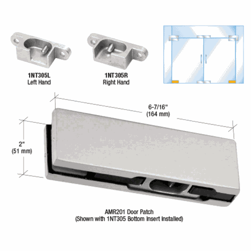 CRL PH10ELBS Brushed Stainless Left-Hand North American Bottom Door Patch Fitting