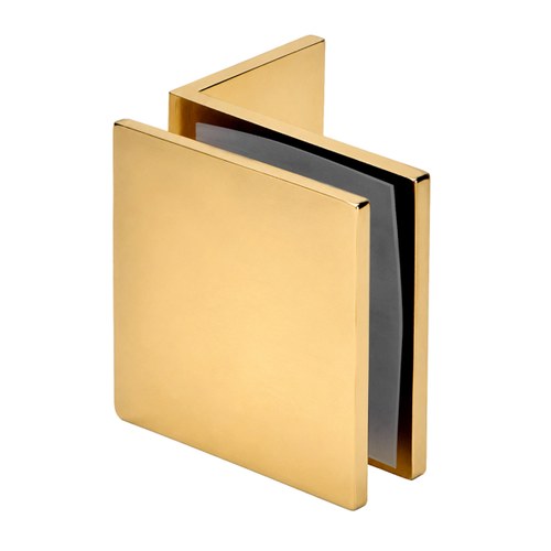 CRL SGC037BR Polished Brass Fixed Panel Square Clamp with Small Leg