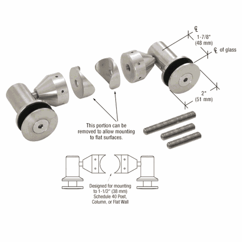 CRL RB50FBS Brushed Stainless Double Arm Fixed Fitting Set for 1/2