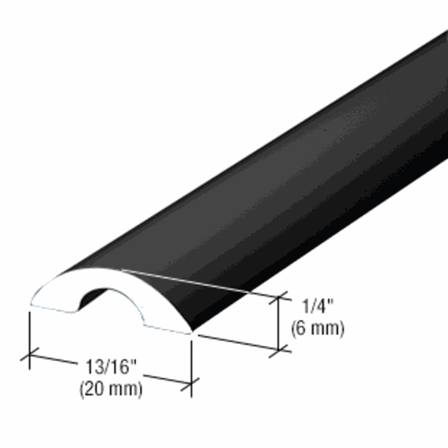 CRL SDT980MBL Matte Black Frameless Shower Door Half-Round Threshold