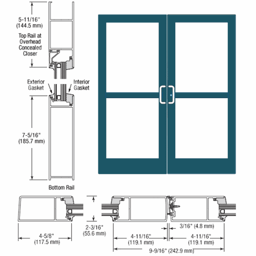 CRL SZ62471 U.S. Aluminum IG600 Series Custom StormFront Butt Hinged Entrance Pair