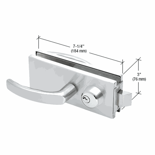 CRL AMR900A Clear Anodized Glass Latch with Lock, Thumbturn Lever Handles