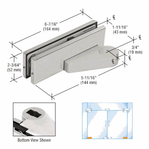 CRL 0PF10LBS Brushed Stainless Left Offset Bottom Door Patch Fitting