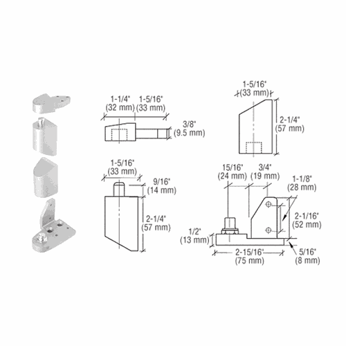 CRL 0P40RHA Aluminum Right-Hand Offset Pivot Set with 1/8