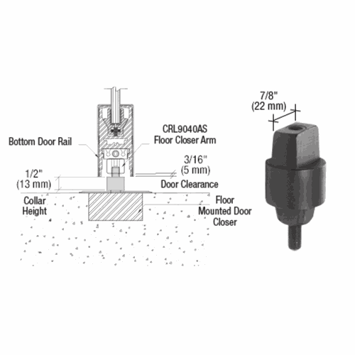 CRL 9040S13 Floor-Mounted Closer 1/2