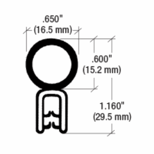 CRL 75001361 Black Vertical Bulb Trim Seal