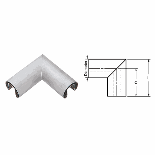 CRL L20HBS Brushed Stainless 90 Corner for 21.52/25.52 mm Glass Cap Railing, 50.8 mm