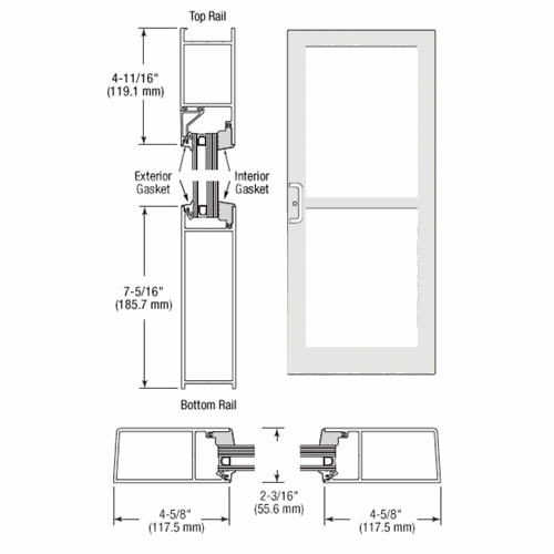 CRL SZ61852 U.S. Aluminum IG600 Series White KYNAR StormFront Gear Hinged Entrance
