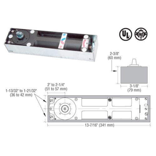 CRL BTS803 Dormakaba BTS80 Size 3 Floor-Mounted Door Closer Body in Cement Case