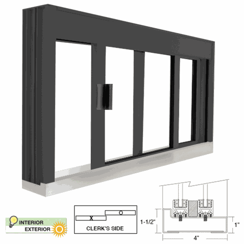 CRL DW4836SX0UDU DW Deluxe Unglazed Service Window with Stainless Steel Step Sill