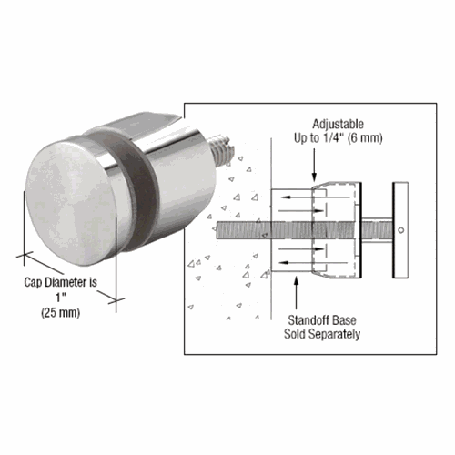 CRL ADJCAP34PS Polished Stainless Adjustable Standoff Cap for 3/4