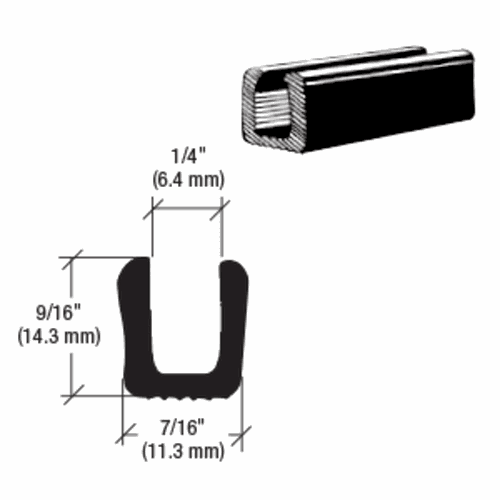 CRL AV4588 Glass/Acrylic Setting Rubber Channel for 1/4