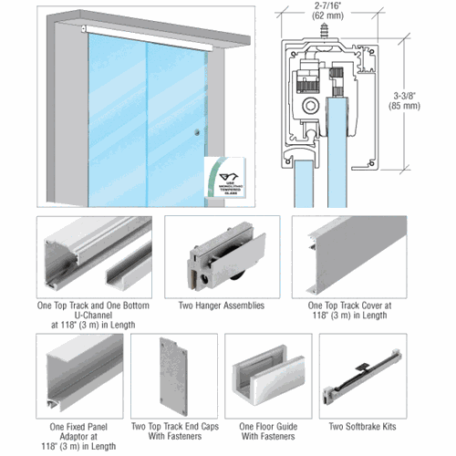 CRL 28512F 285 Series Satin Anodized Single Slider Kit for 3/8