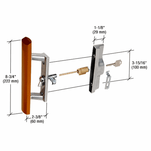 CRL C1064 Keyed Internal Lock Sliding Glass Door Handle Set for Viking Doors