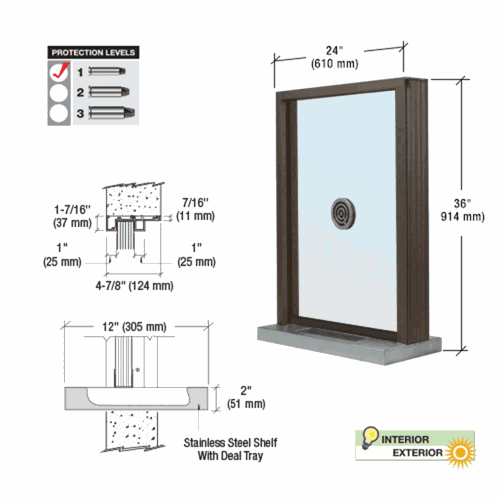 CRL S1EW2436DU Duranodic Bronze Bullet-Resistant 24