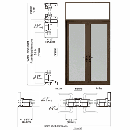 CRL TND92522P0 U.S. Aluminum Class I Bronze Black Anodized Series 900 Terrace Door Pair