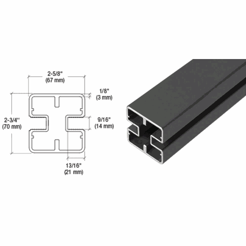 CRL HD72BL Matte Black Heavy-Duty Windscreen Post - 72