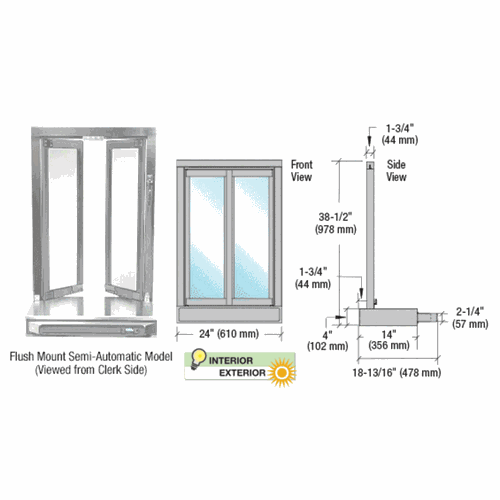 CRL SCBFW1A Satin Anodized Self-Closing Bi-Fold Service Window
