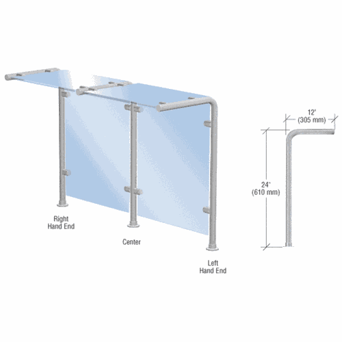 CRL SGS30LEBS Brushed Stainless Slimline Series Left Hand Fixed Glass Sneeze Guard