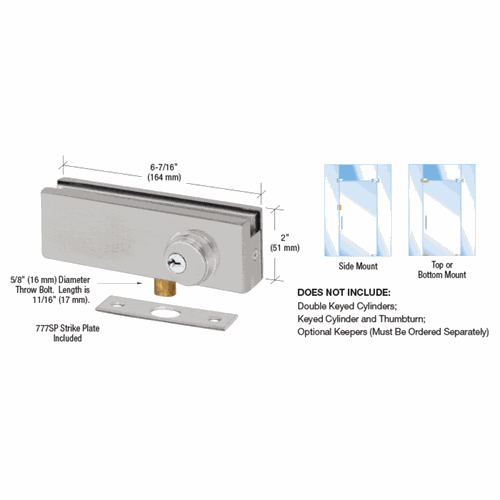 CRL AMR205BS Brushed Stainless AMR Series Patch Lock