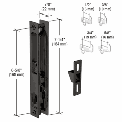 CRL C1043 Black Non-Keyed Flush Mount Sliding Glass Door Handle Set, 6-5/8