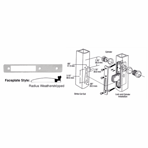 CRL DL2113A Aluminum Weather-Stripped Faceplate for DL2110 Long Throw Deadlocks