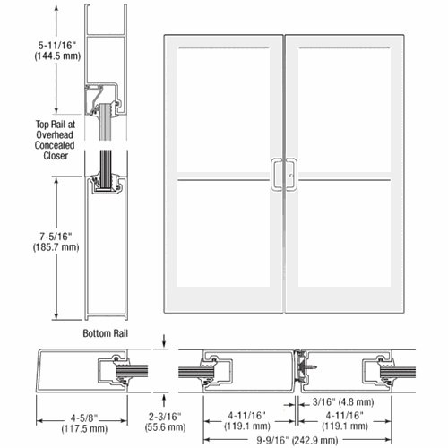 CRL SZ42452 U.S. Aluminum White KYNAR IG500 StormFront Butt Hinged Entrance Pair