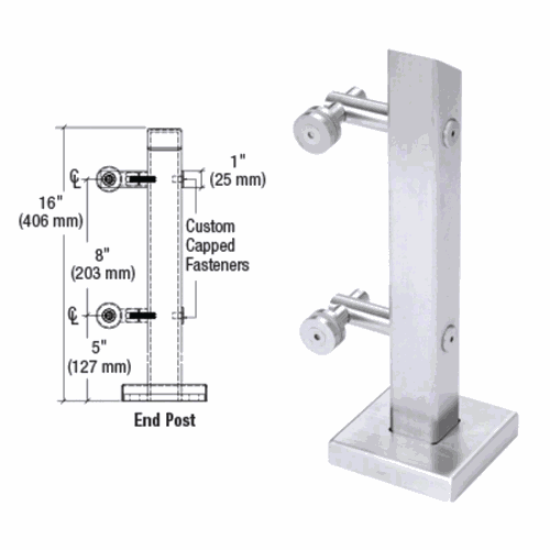 CRL PWC1EBS 316 Brushed Stainless Steel Point Supported End Post