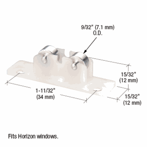 CRL G3165 Horizon Sliding Window Roller with 9/32