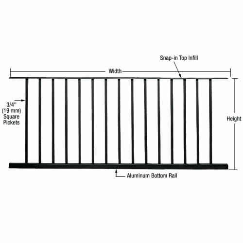 CRL P7242BL Matte Black Picket Panel 72