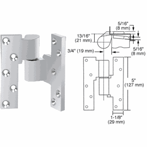 CRL M19RHPC Rixson Polished Chrome Right-Hand 3/4