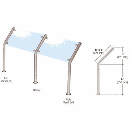 CRL SGS10CBS Brushed Stainless Slimline Series Fixed Slant Sneeze Guard