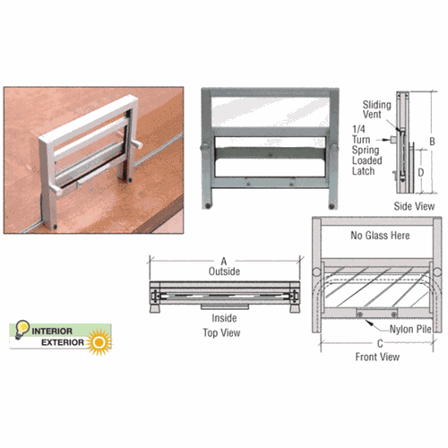 CRL 701A Satin Anodized Vertical Sliding Ticket Window, 8.25