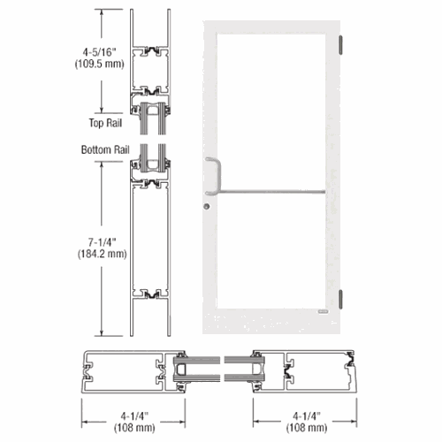 CRL 1D41552 U.S. Aluminum White KYNAR Paint Custom Series 400T Thermal Butt Hinge Door