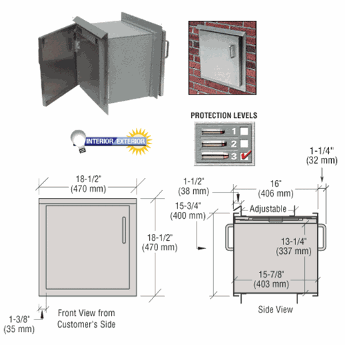 CRL SPR3 Brushed Stainless Steel Package Receiver with Level 3 Protection