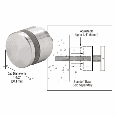 CRL ADJCAP114CH Polished Chrome Adjustable Standoff Cap for 1-1/4