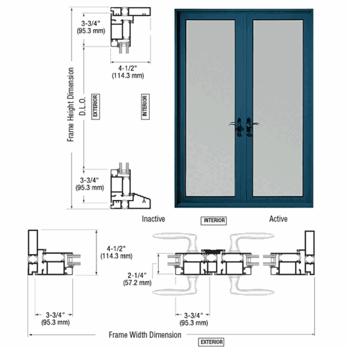 CRL TD92271P0 Custom Series 900 KYNAR Swing Out Terrace Door Pair, 3-3/4